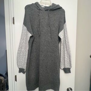 Stitchdrop NEW Womens Medium Two Toned Gray Hoodie Sweater Dress